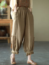 Vintage Patchwork Lace Solid Color Pants